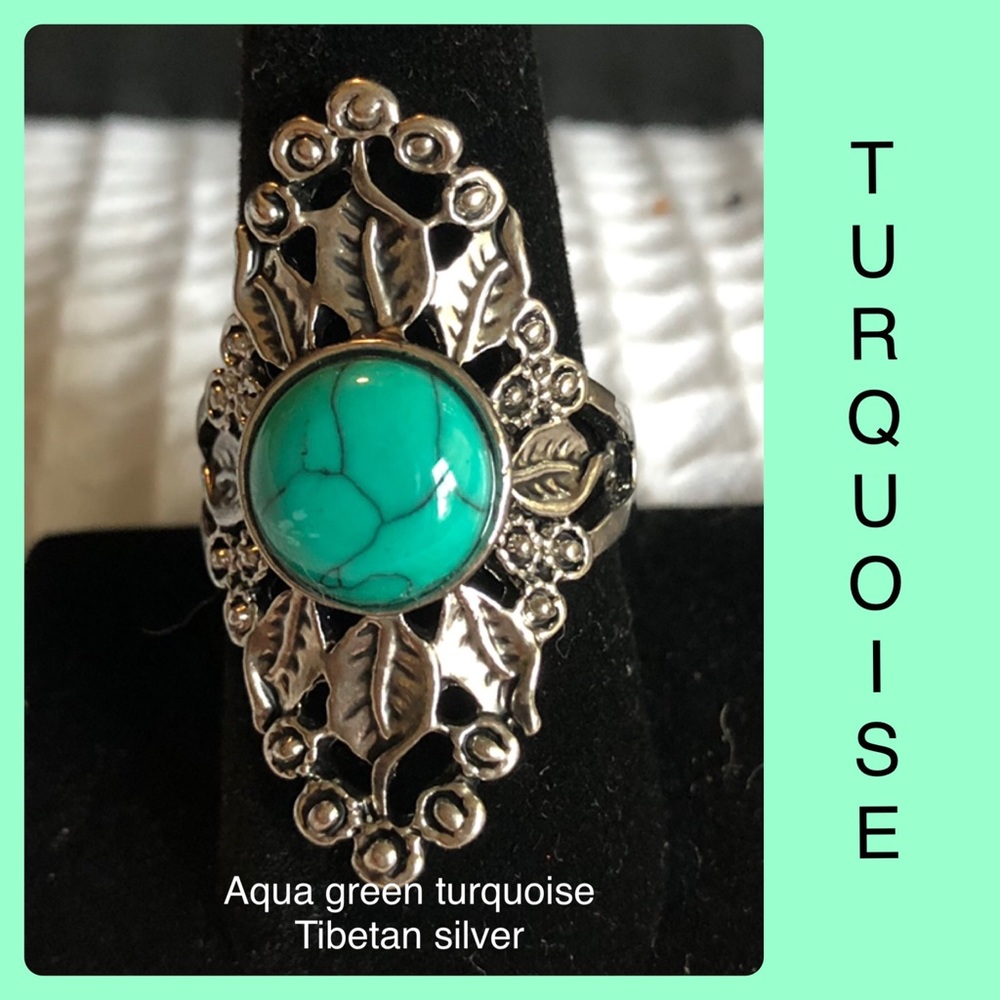 Aqua Green Turquoise Handmade Boho Ethnic Silver